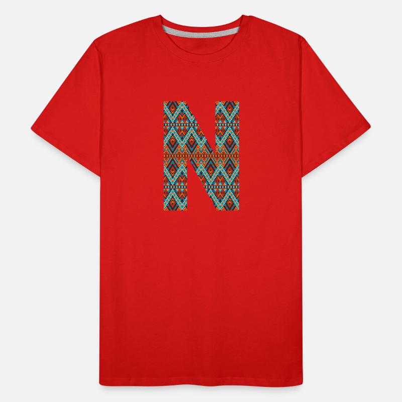 Buchstabe N- Boho-Design, buntes Monogramm Männer Premium Bio T-Shirt