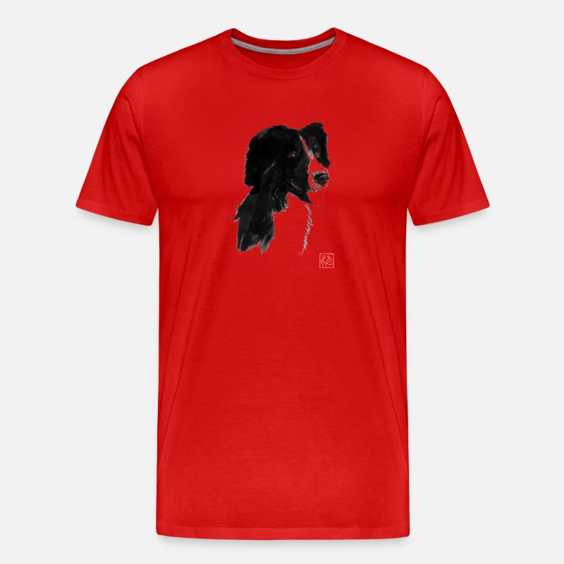 Schwarzer Hund - Männer Premium Bio T-Shirt - Rot