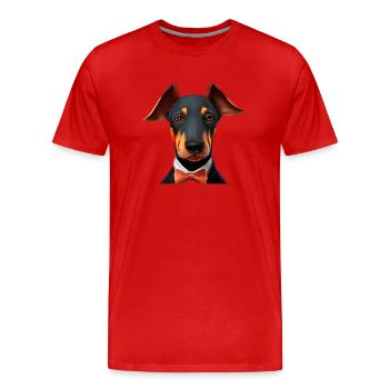 Doberman Chien Doberman Dresseur Doberman Chiot Doberman - T-shirt bio Premium Homme - rouge - Devant - Damien (186cm)