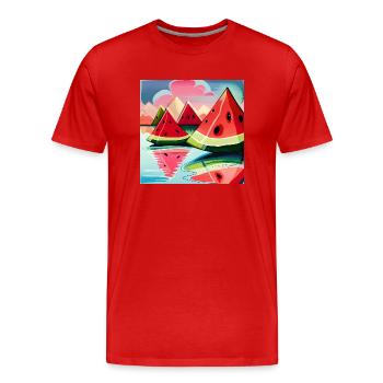 Melon Montagne de pastèque Montagne de pastèque - T-shirt bio Premium Homme - rouge - Devant - Damien (186cm)