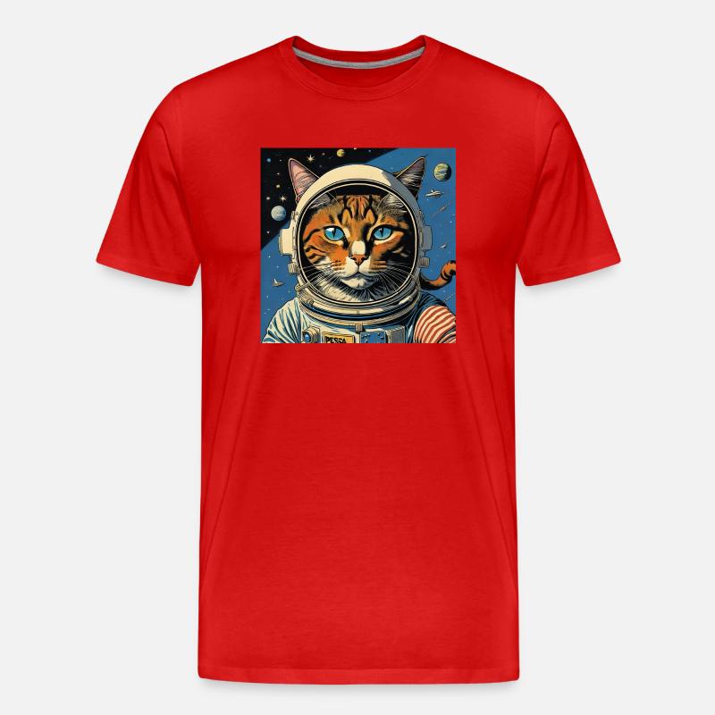 Spacecat Comicstyle - Männer Premium Bio T-Shirt - Rot