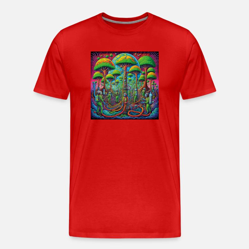Inhale Trees psychedelic - Männer Premium Bio T-Shirt - Rot