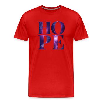 L’ESPOIR dans une galaxie pourpre - T-shirt bio Premium Homme - rouge - Devant - Damien (186cm)