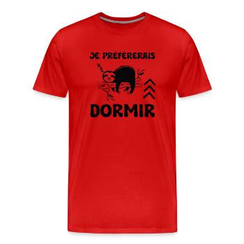 je préférerais dormir - T-shirt bio Premium Homme - rouge - Devant - Damien (186cm)
