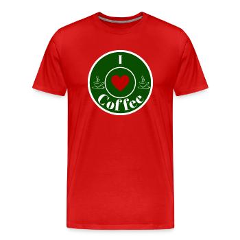 Ich liebe Kaffee - Männer Premium Bio T-Shirt - Rot - Vorne - Damien (186cm)