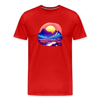 Randonnée en montagne Randonneurs en montagne Randonnées en montagne - T-shirt bio Premium Homme - rouge - Devant - Damien (186cm)