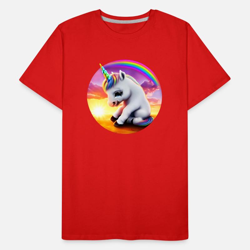 Einhorn traurig Regenbogen Männer Premium Bio T-Shirt
