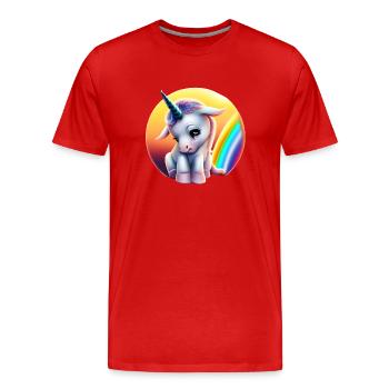 Depression Einhorn traurig Regenbogen - Männer Premium Bio T-Shirt - Rot - Vorne - Damien (186cm)