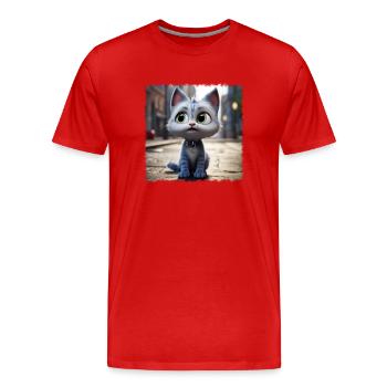 chat mignon - T-shirt bio Premium Homme - rouge - Devant - Damien (186cm)