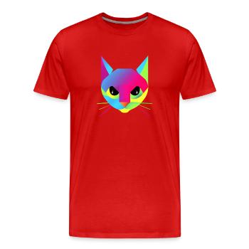 Trippy cat trois - T-shirt bio Premium Homme - rouge - Devant - Damien (186cm)