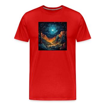 Wald bei Nacht - Männer Premium Bio T-Shirt - Rot - Vorne - Damien (186cm)