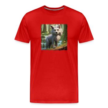 Cooler Wolf - Männer Premium Bio T-Shirt - Rot - Vorne - Damien (186cm)