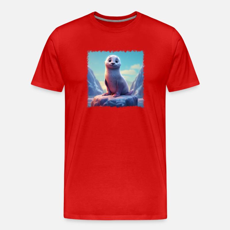 Glückliche Robbe - Männer Premium Bio T-Shirt - Rot