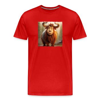 young bison - Men's Premium Organic T-Shirt - red - Front - Damien (186cm)