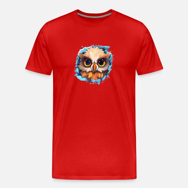 Niedliche Wachsame Eule | Nachtschwärmer Eule - Männer Premium Bio T-Shirt - Rot