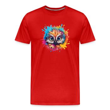 Hibou vigilant mignon | Hibou de nuit - T-shirt bio Premium Homme - rouge - Devant - Damien (186cm)