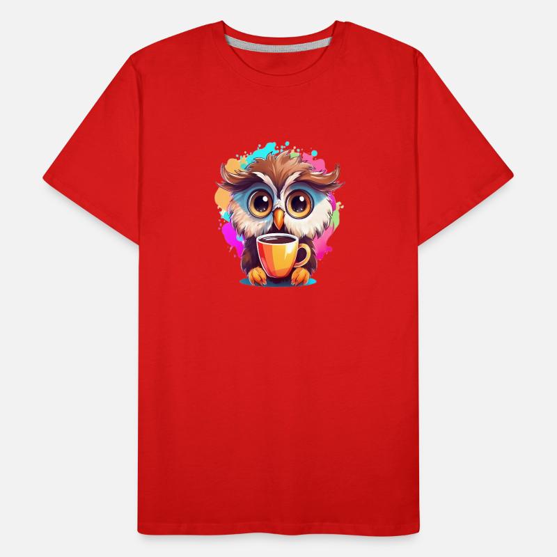 Niedliche Wachsame Eule | Nachtschwärmer Eule Männer Premium Bio T-Shirt