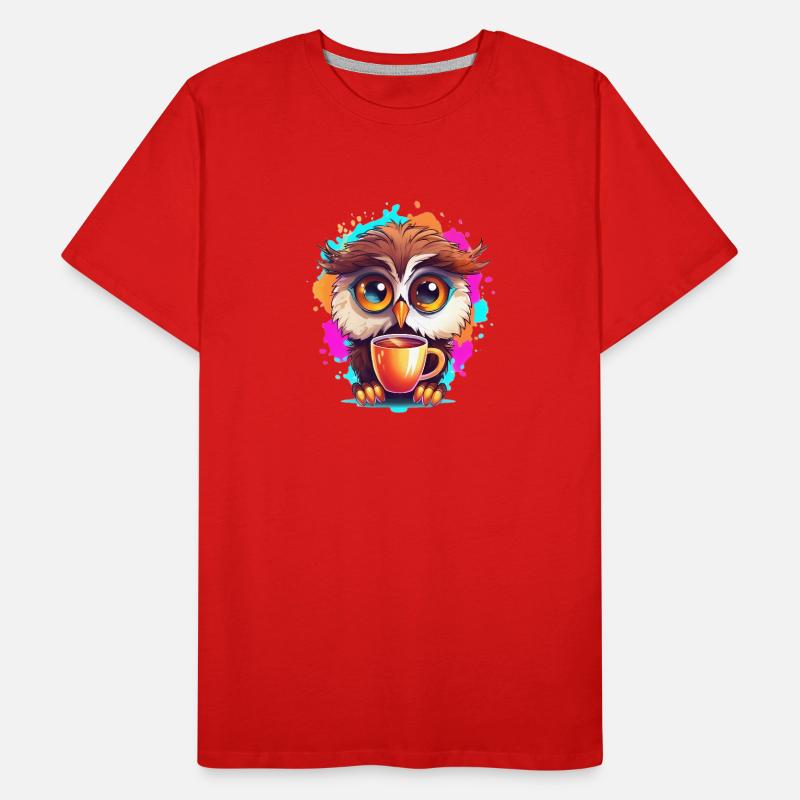 Niedliche Wachsame Eule | Nachtschwärmer Eule Männer Premium Bio T-Shirt