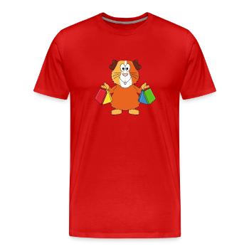 SHOPPING - MEERSCHWEINCHEN - EINKAUFEN - TIER - Männer Premium Bio T-Shirt - Rot - Vorne - Damien (186cm)