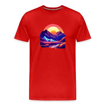 Randonnée en montagne Randonneurs en montagne Randonnées en montagne - T-shirt bio Premium Homme - rouge - Devant - Damien (186cm)