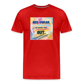 Die Zukunft wird gut - Männer Premium Bio T-Shirt - Rot - Vorne - Damien (186cm)