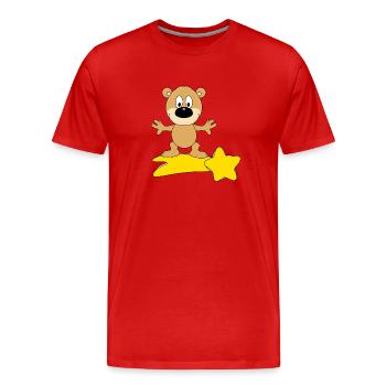 STERNSCHNUPPE - SURFER - TEDDY - BÄR - TEDDYBÄR - Männer Premium Bio T-Shirt - Rot - Vorne - Damien (186cm)