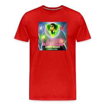 Laser Party Night - Männer Premium Bio T-Shirt - Rot - Vorne - Damien (186cm)