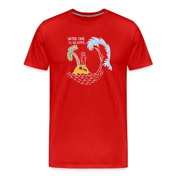 Le temps de l’eau pour être vivant (blanc) - T-shirt bio Premium Homme - rouge - Devant - Damien (186cm)