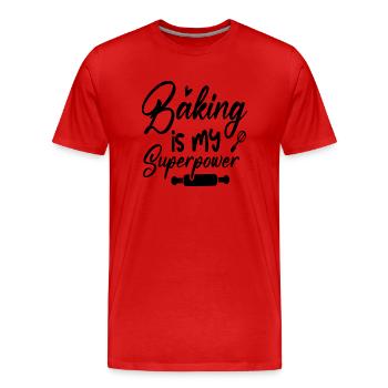 La pâtisserie est mon superpouvoir - T-shirt bio Premium Homme - rouge - Devant - Damien (186cm)