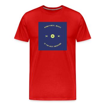 Blue Illustration Music Tote Bag - Männer Premium Bio T-Shirt - Rot - Vorne - Damien (186cm)