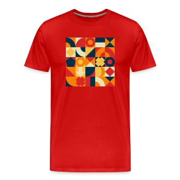 Farbfelder, Bund, Mode, stylisch - Männer Premium Bio T-Shirt - Rot - Vorne - Damien (186cm)