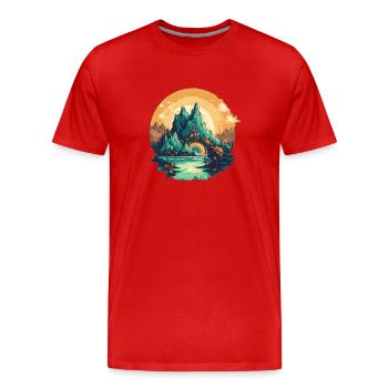 Landscape - Men's Premium Organic T-Shirt - red - Front - Damien (186cm)