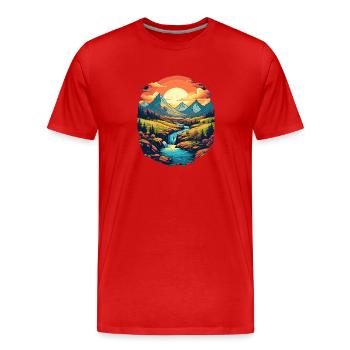 Paysage - T-shirt bio Premium Homme - rouge - Devant - Damien (186cm)