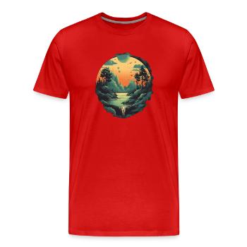 Paysage - T-shirt bio Premium Homme - rouge - Devant - Damien (186cm)