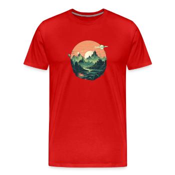 Paysage - T-shirt bio Premium Homme - rouge - Devant - Damien (186cm)