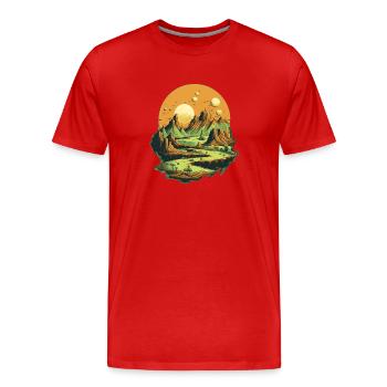 Landschaft - Männer Premium Bio T-Shirt - Rot - Vorne - Damien (186cm)
