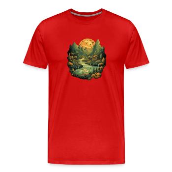 Landscape - Men's Premium Organic T-Shirt - red - Front - Damien (186cm)