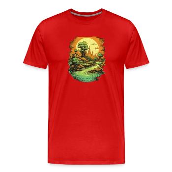 Paysage - T-shirt bio Premium Homme - rouge - Devant - Damien (186cm)