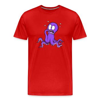 Pieuvre effrayée - T-shirt bio Premium Homme - rouge - Devant - Damien (186cm)