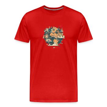 Ville - T-shirt bio Premium Homme - rouge - Devant - Damien (186cm)
