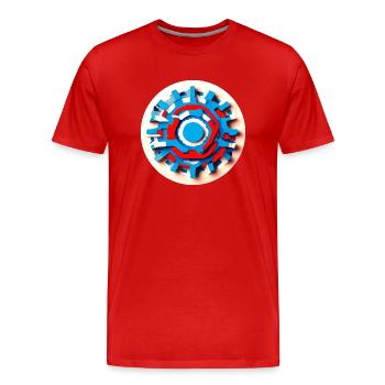 Roue dentée psychédélique abstraite - T-shirt bio Premium Homme - rouge - Devant - Damien (186cm)