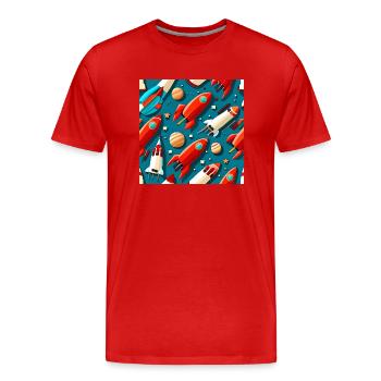 Modèle de vaisseau stellaire - T-shirt bio Premium Homme - rouge - Devant - Damien (186cm)