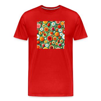 Sommerliches Blumenmuster - Männer Premium Bio T-Shirt - Rot - Vorne - Damien (186cm)