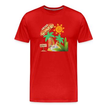 Bienvenue l'été - T-shirt bio Premium Homme - rouge - Devant - Damien (186cm)