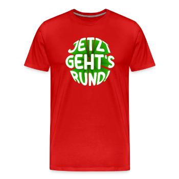 Jetzt gehts rund 3D - Männer Premium Bio T-Shirt - Rot - Vorne - Damien (186cm)