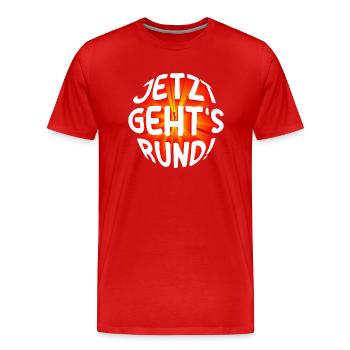 Jetzt gehts rund 3D - Männer Premium Bio T-Shirt - Rot - Vorne - Damien (186cm)