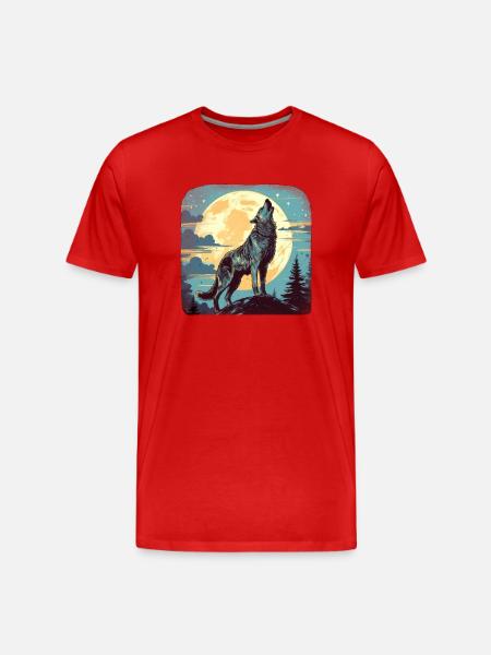 Wolf - Men's Premium Organic T-Shirt - red