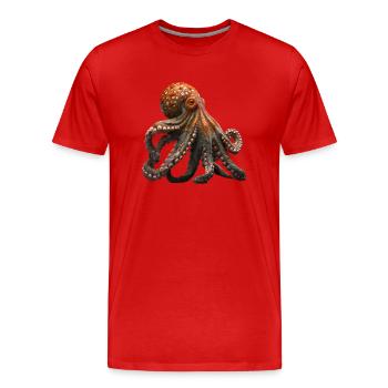 Der Krake ist ein faszinierender Meeresbewohner - Männer Premium Bio T-Shirt - Rot - Vorne - Damien (186cm)