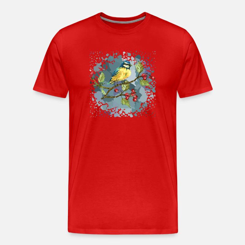 Bunter Vogel - Männer Premium Bio T-Shirt - Rot