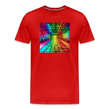 3D-Regenbogen-Quadrate - Männer Premium Bio T-Shirt - Rot - Vorne - Damien (186cm)